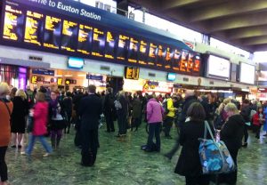 waiting for my train in a full station