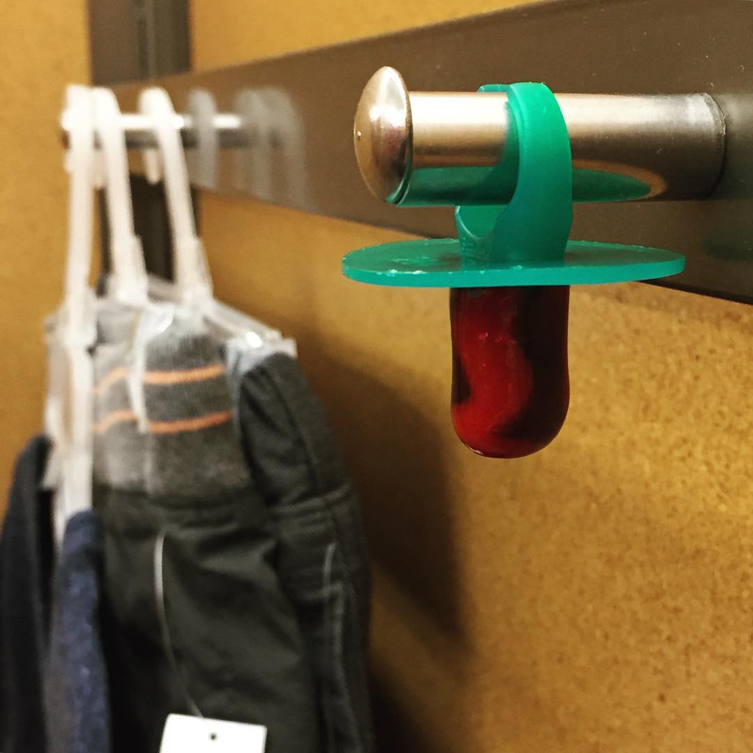 Fitting room peg as ring pop holder. Just the right size.