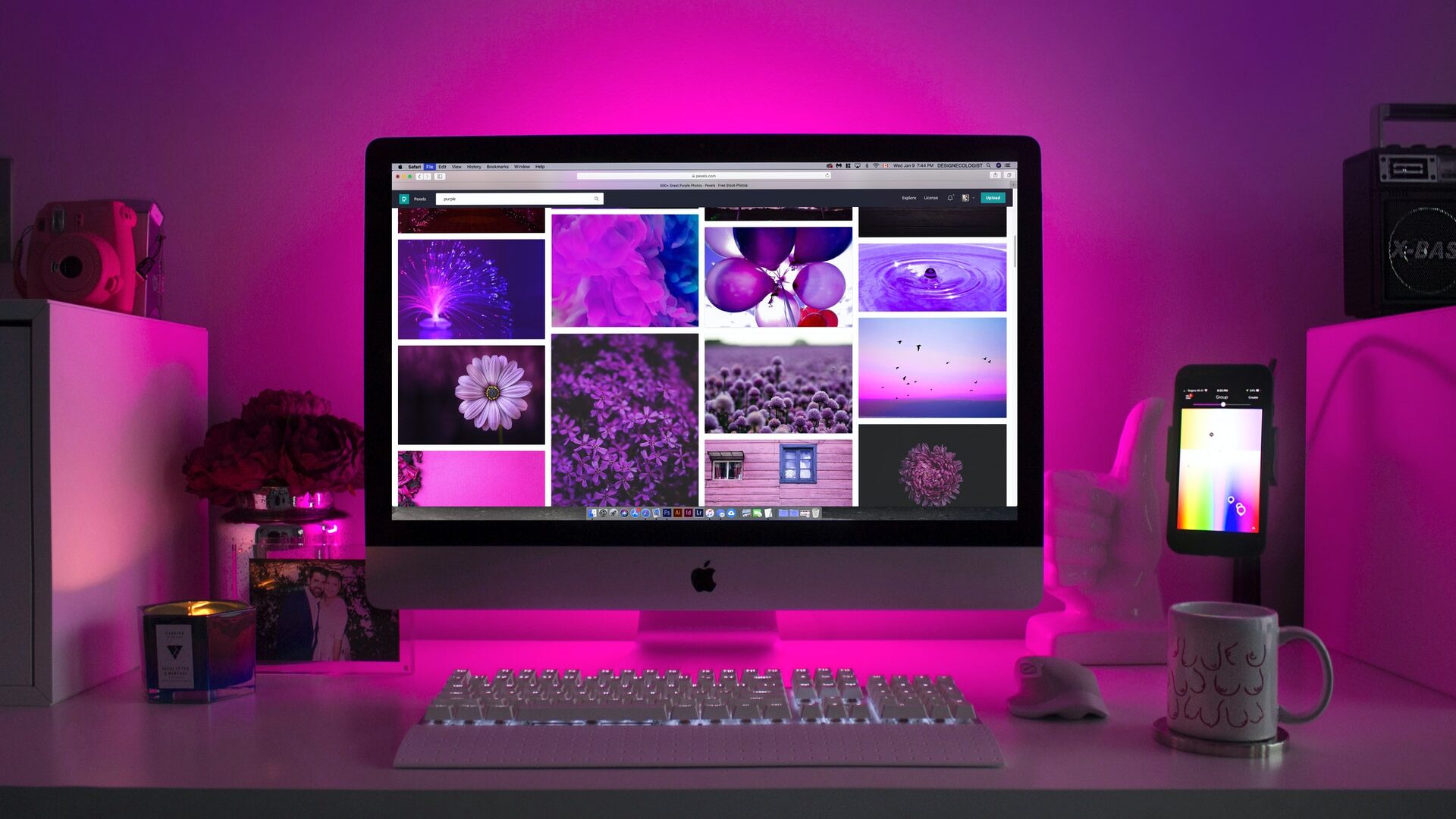 a computer screen on a desk