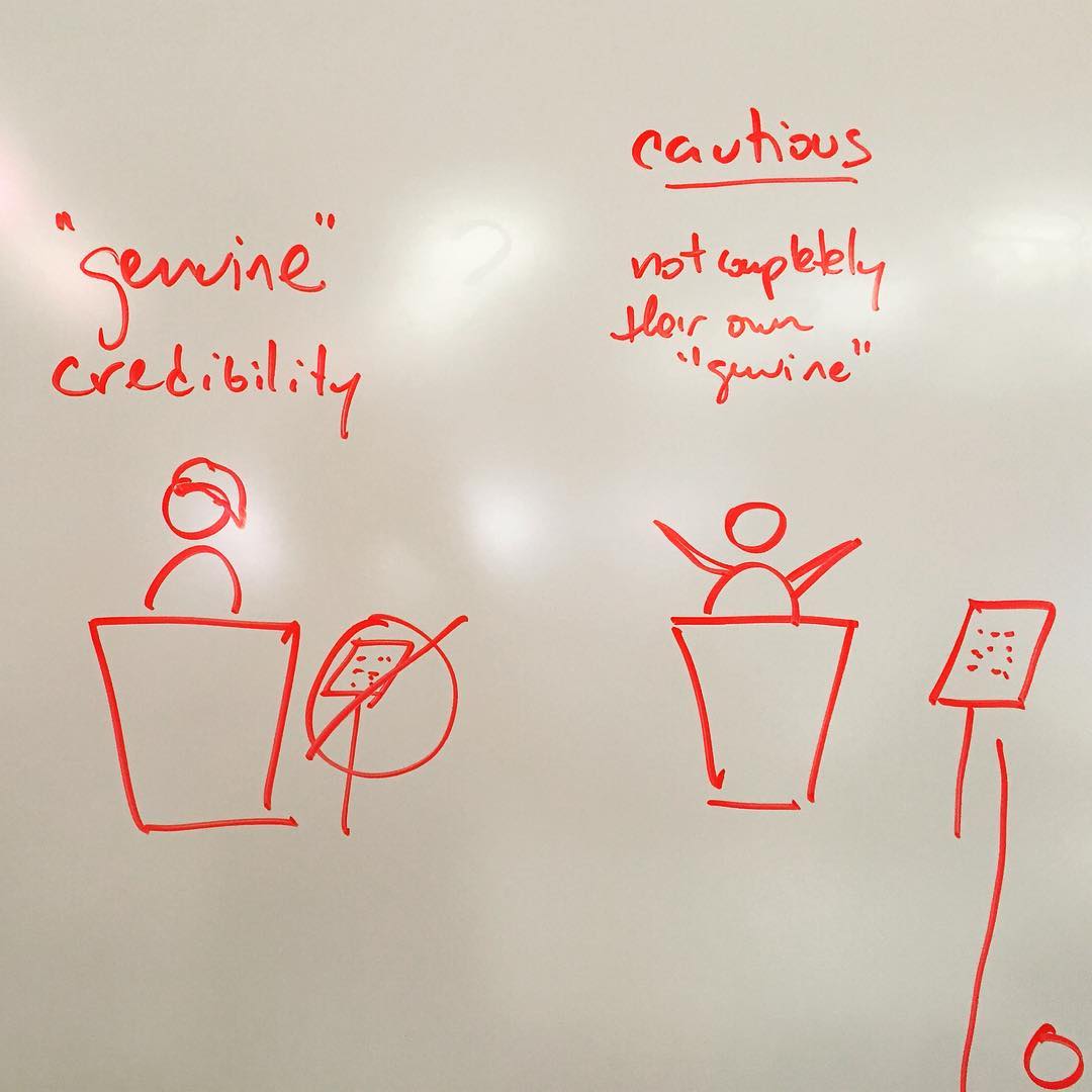 whiteboard: politicians using/not using teleprompters = the medium is the message.