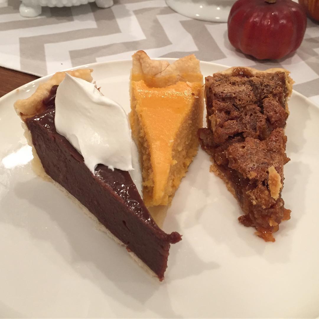 3 pies. Must be Thanksgiving.
