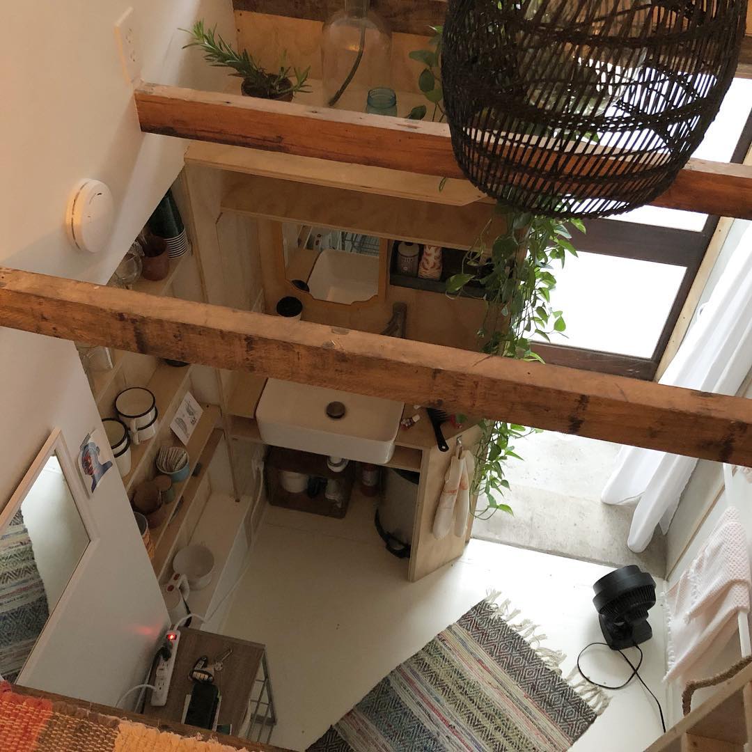 My AirBnb in New Orleans was a tiny house. This is the view from the bed (in a loft accessed via ladder).