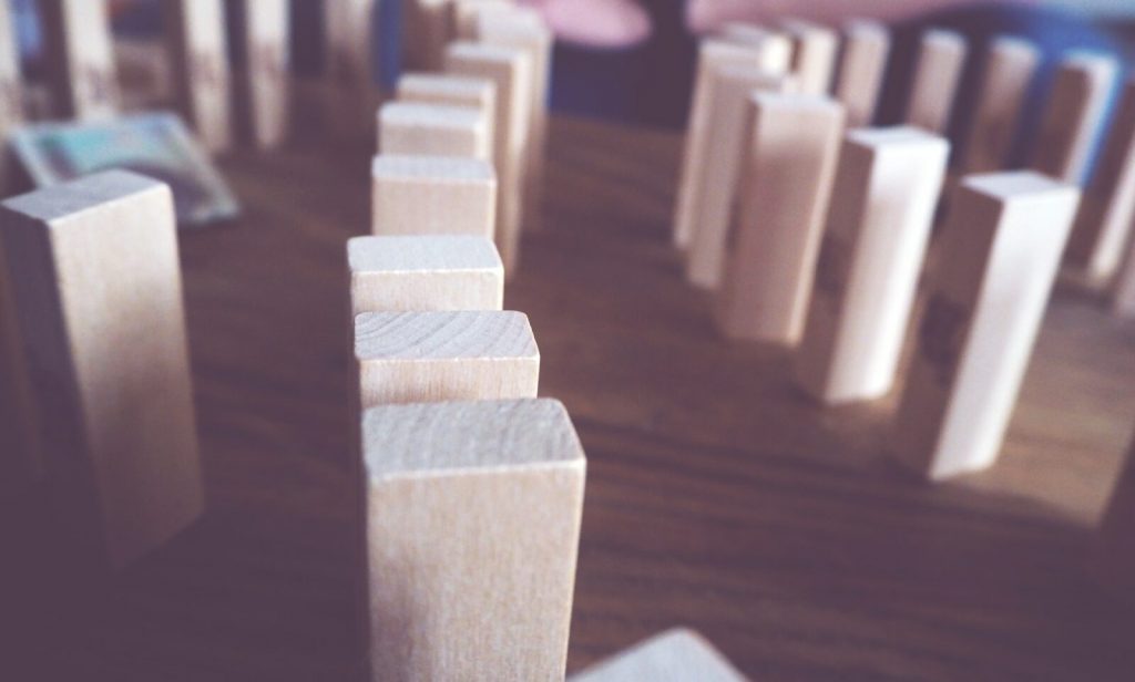blocks stacked on a table in a row