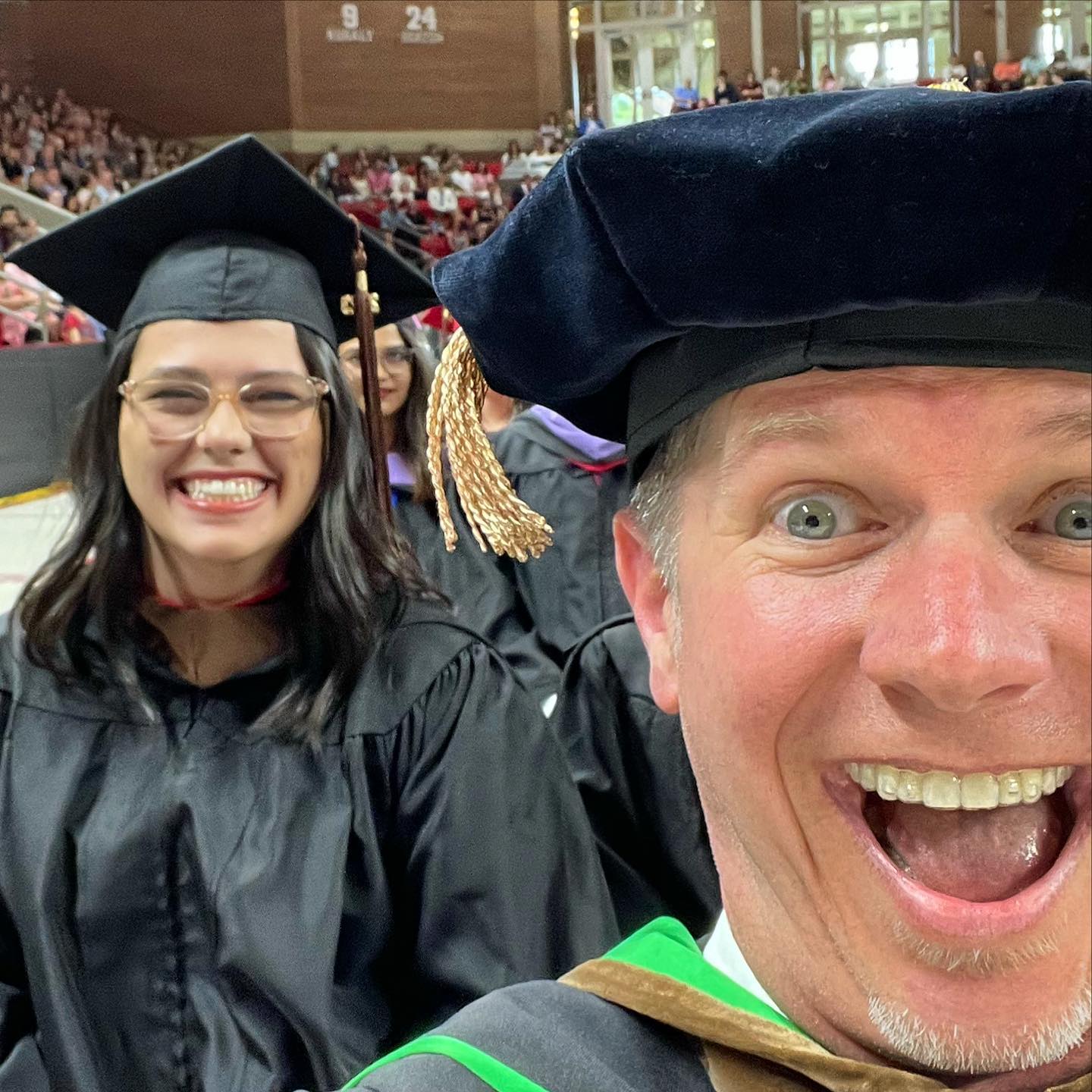 Professor perk: floor seats with the most important people in the room: our graduates! Congrats to all @miamiuniversity @miamiohcca Grads! @xdmiamioh @designmiamioh