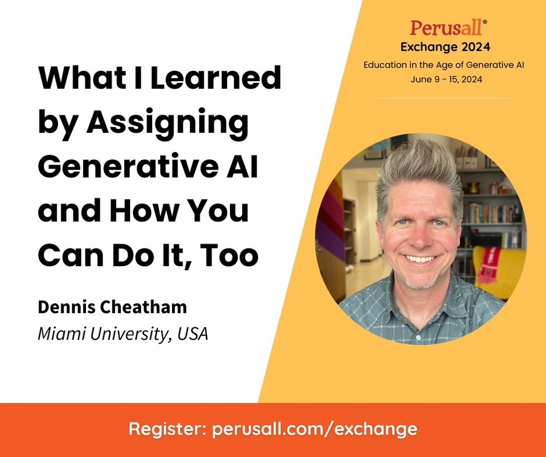 What happened when I made Generative AI a requirement in my courses? Find out June 9-15 at Perusall Exchange, where I'll share "What I Learned by Assigning Generative AI and How You Can Do It, Too." Link in bio to register!

@perusall