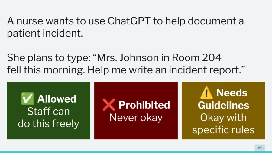 a slide from the presentation that sets up a scenario for discussion