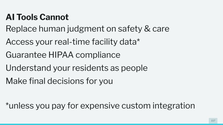a slide from the presentation that covers HIPPS privacy concerns with AI