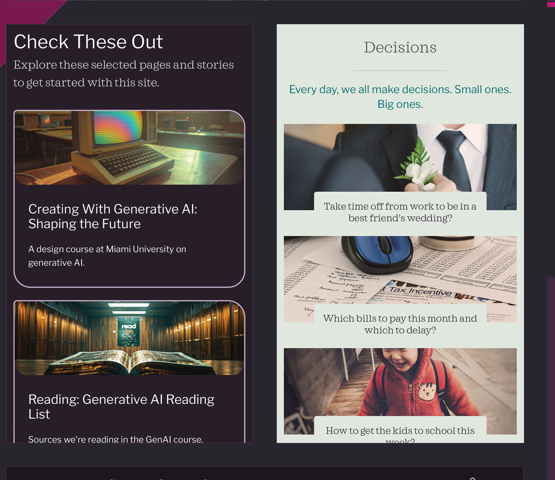 a detail image of website pages for design workbench