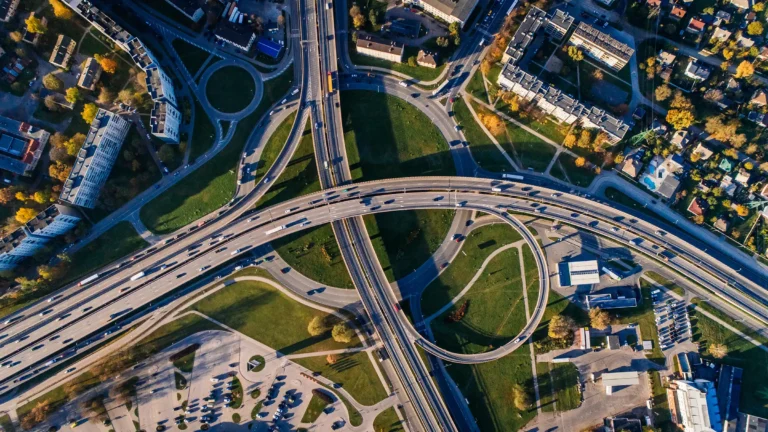 aerial view of freeways